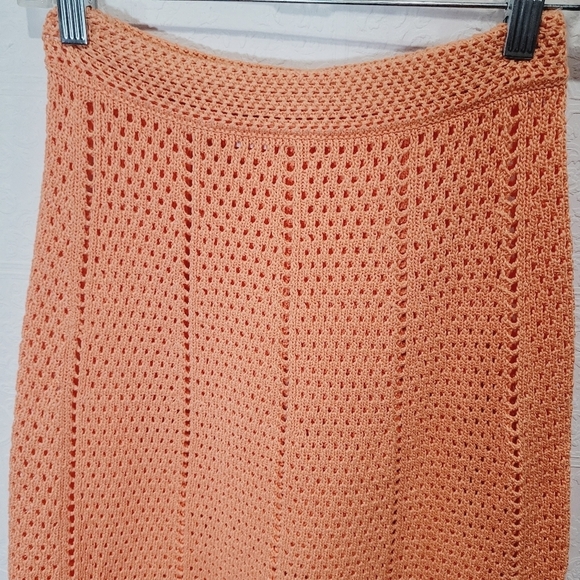 Wilfred Evie Crochet Knit Papaya Orange Midi Skirt - Picture 2 of 7